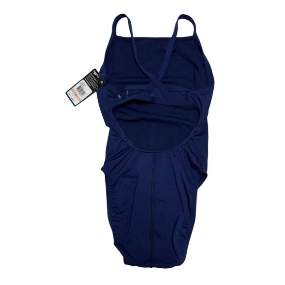 Speedo Endurance Thin Strap Swimsuit One Piece Racing Cut Flyback Blue Size 28 - Picture 5 of 8